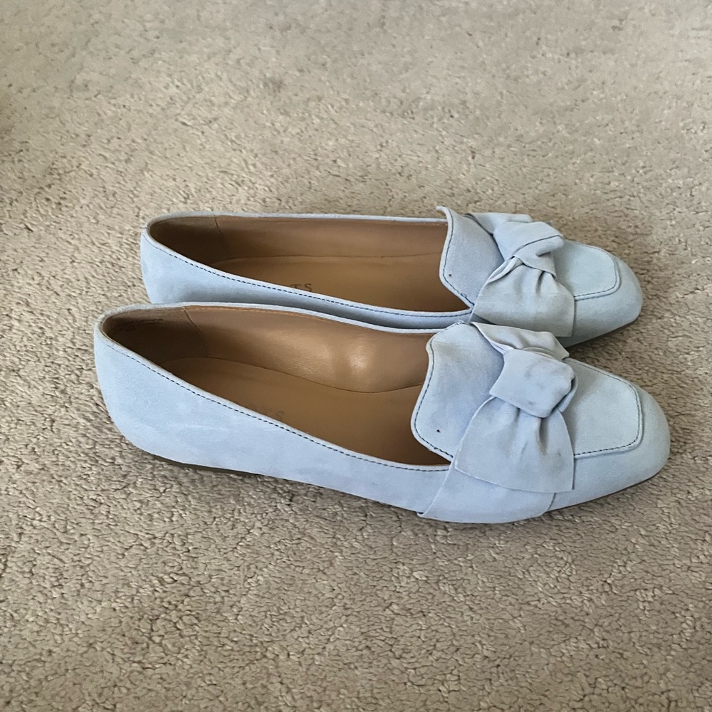 Talbots Blue Flats with Bow Detail